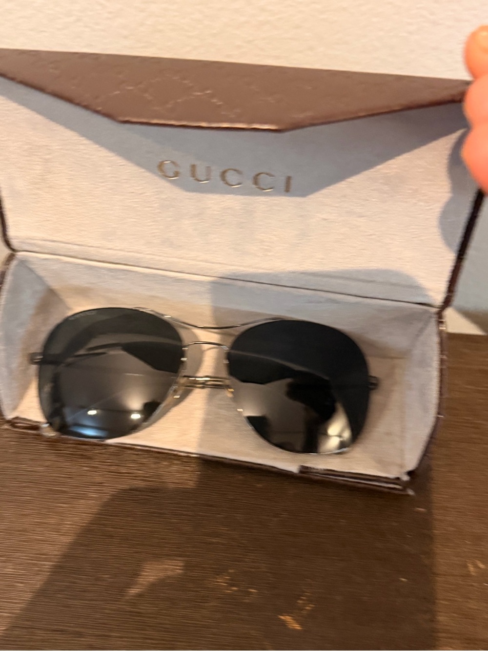 Gucci Men’s Aviator Sunglasses in Black and Silver